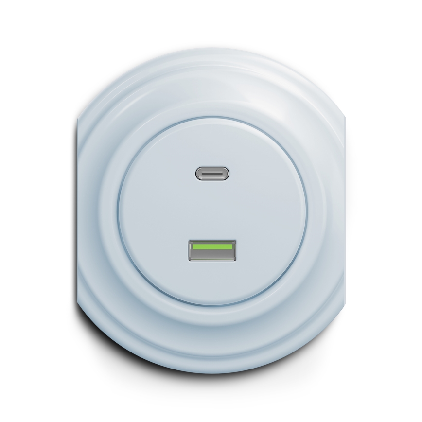 Kliklap - Vintage USB-uttag A+C blå