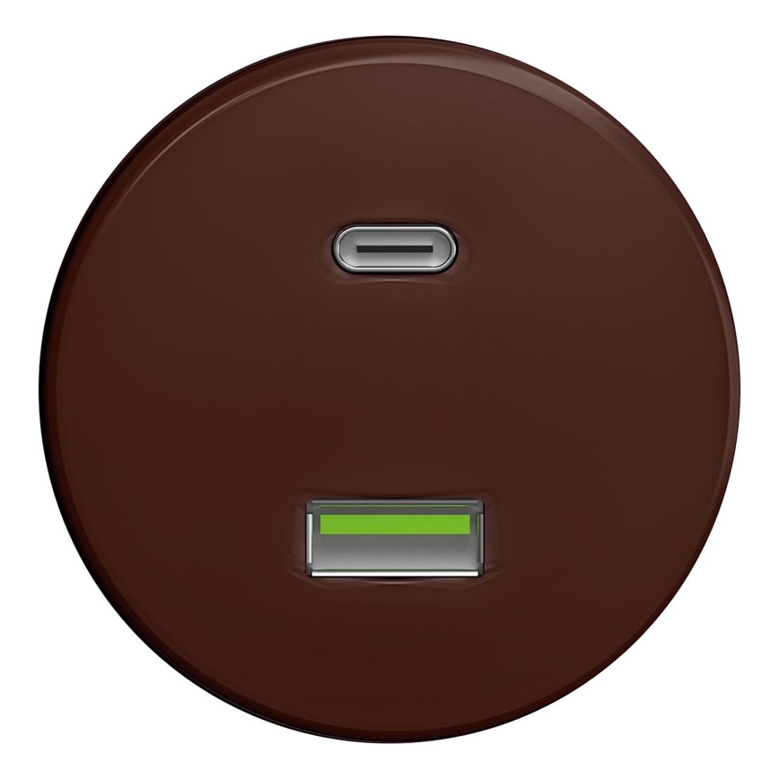 Kliklap - Vintage USB-uttag A+C brun