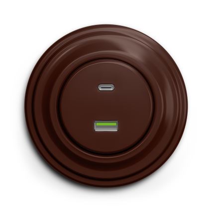 Kliklap - Vintage USB-uttag A+C brun