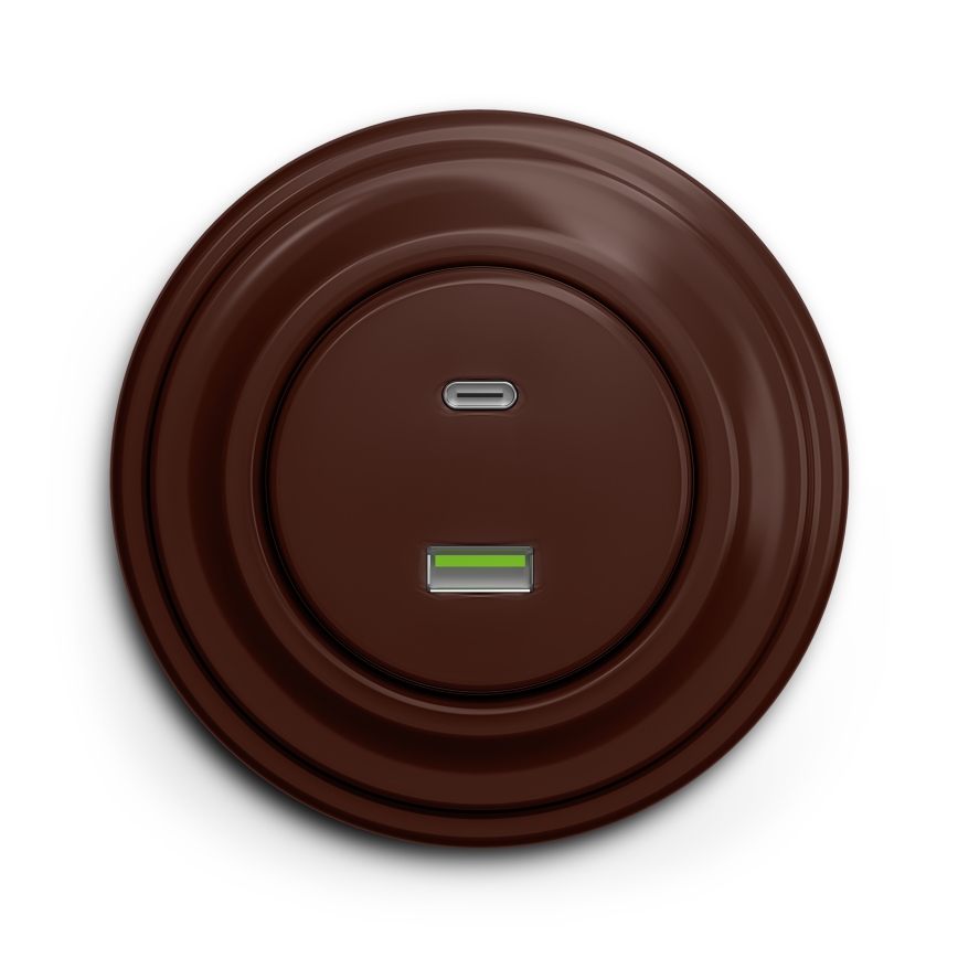 Kliklap - Vintage USB-uttag A+C brun