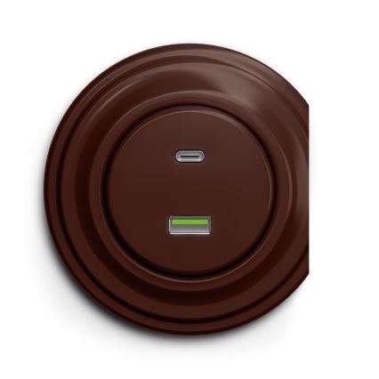 Kliklap - Vintage USB-uttag A+C brun