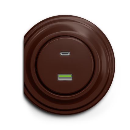 Kliklap - Vintage USB-uttag A+C brun