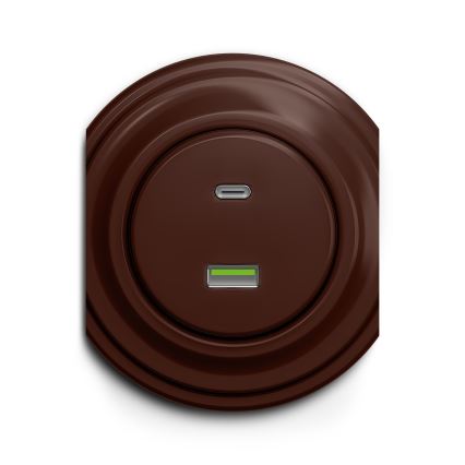 Kliklap - Vintage USB-uttag A+C brun