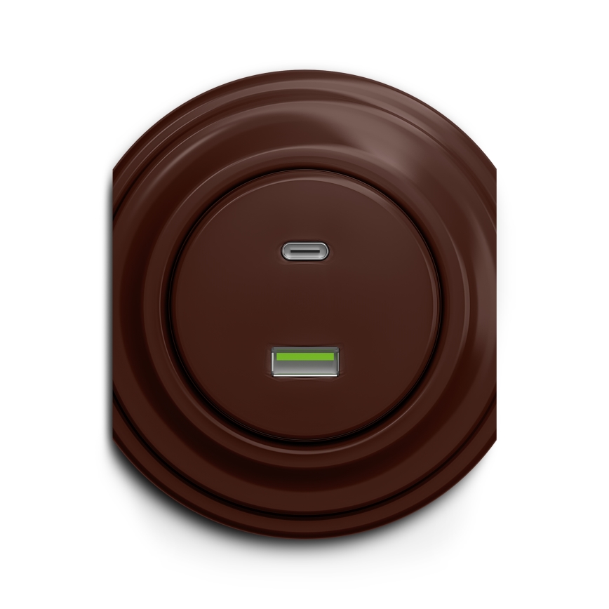 Kliklap - Vintage USB-uttag A+C brun
