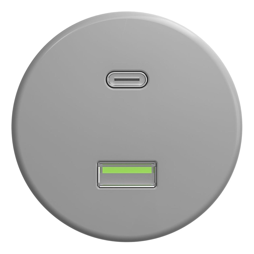 Kliklap - Vintage USB-uttag A+C grå