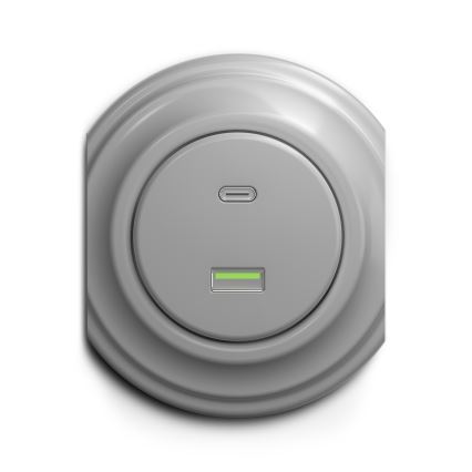 Kliklap - Vintage USB-uttag A+C grå
