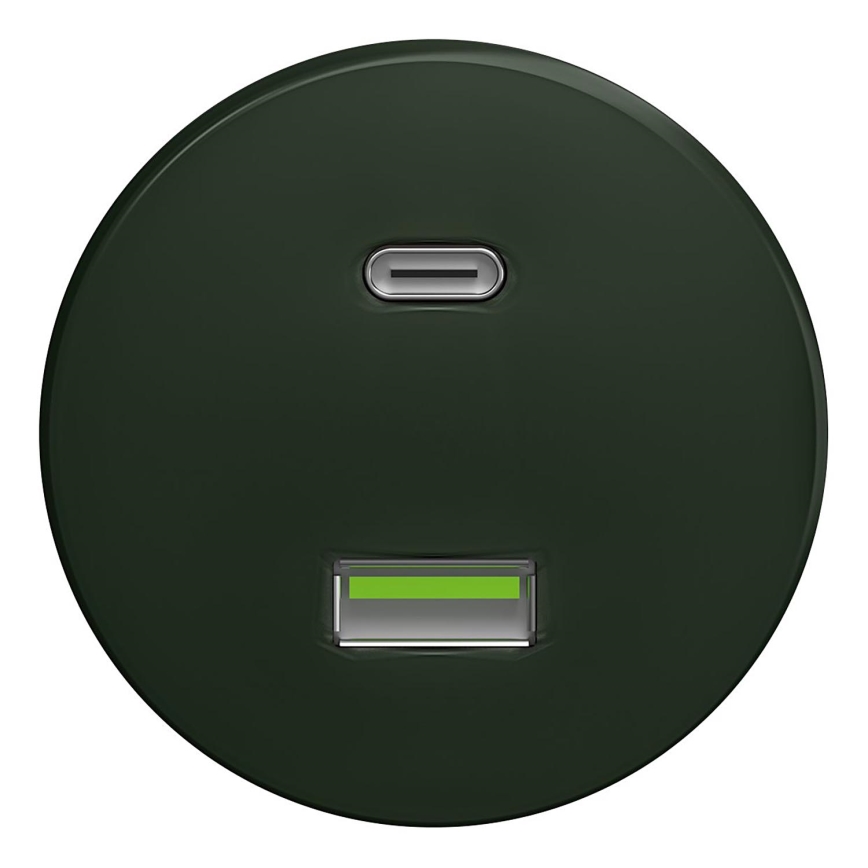 Kliklap - Vintage USB-uttag A+C grön