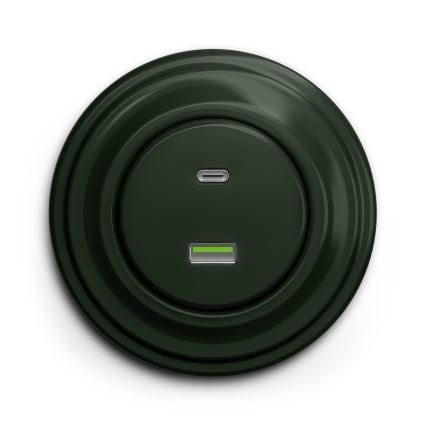 Kliklap - Vintage USB-uttag A+C grön