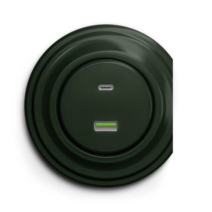 Kliklap - Vintage USB-uttag A+C grön