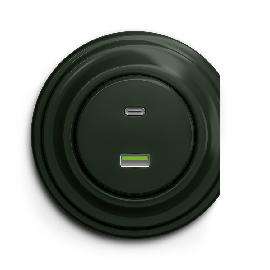 Kliklap - Vintage USB-uttag A+C grön