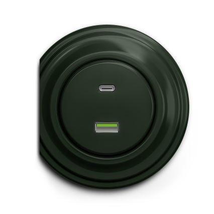 Kliklap - Vintage USB-uttag A+C grön