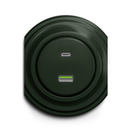 Kliklap - Vintage USB-uttag A+C grön