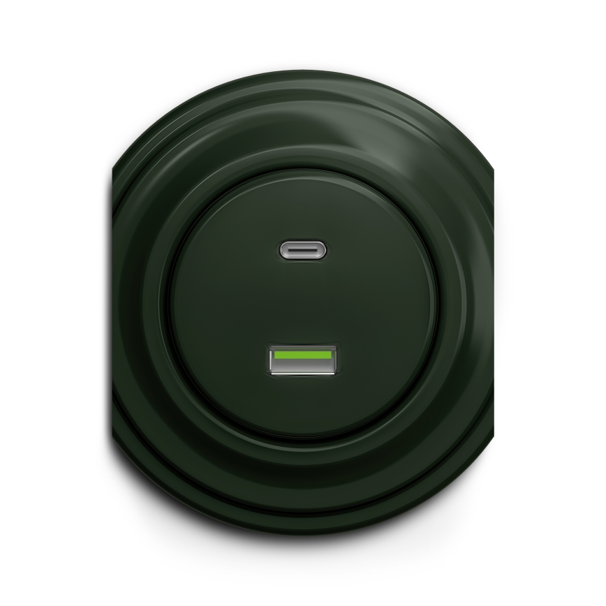 Kliklap - Vintage USB-uttag A+C grön