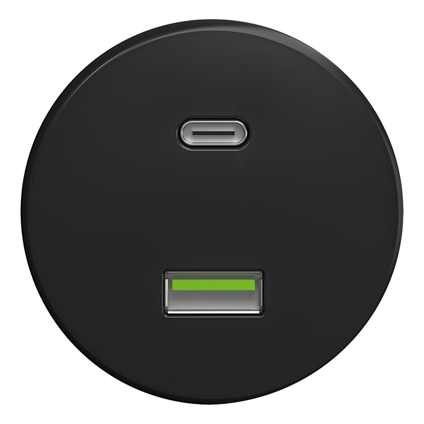 Kliklap - Vintage USB-uttag A+C svart