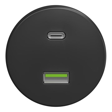 Kliklap - Vintage USB-uttag A+C utan ram antracit
