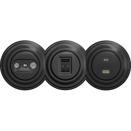 Kliklap - Vintage USB-uttag A+C utan ram antracit