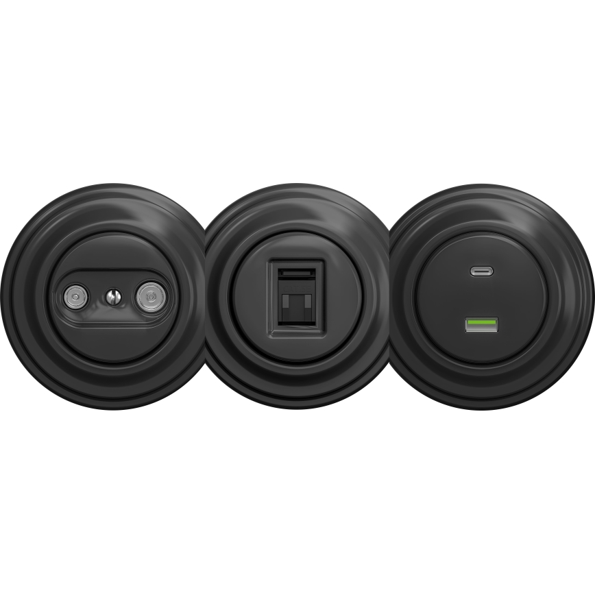 Kliklap - Vintage USB-uttag A+C utan ram antracit