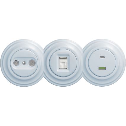 Kliklap - Vintage USB-uttag A+C utan ram blå