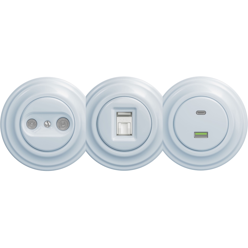 Kliklap - Vintage USB-uttag A+C utan ram blå