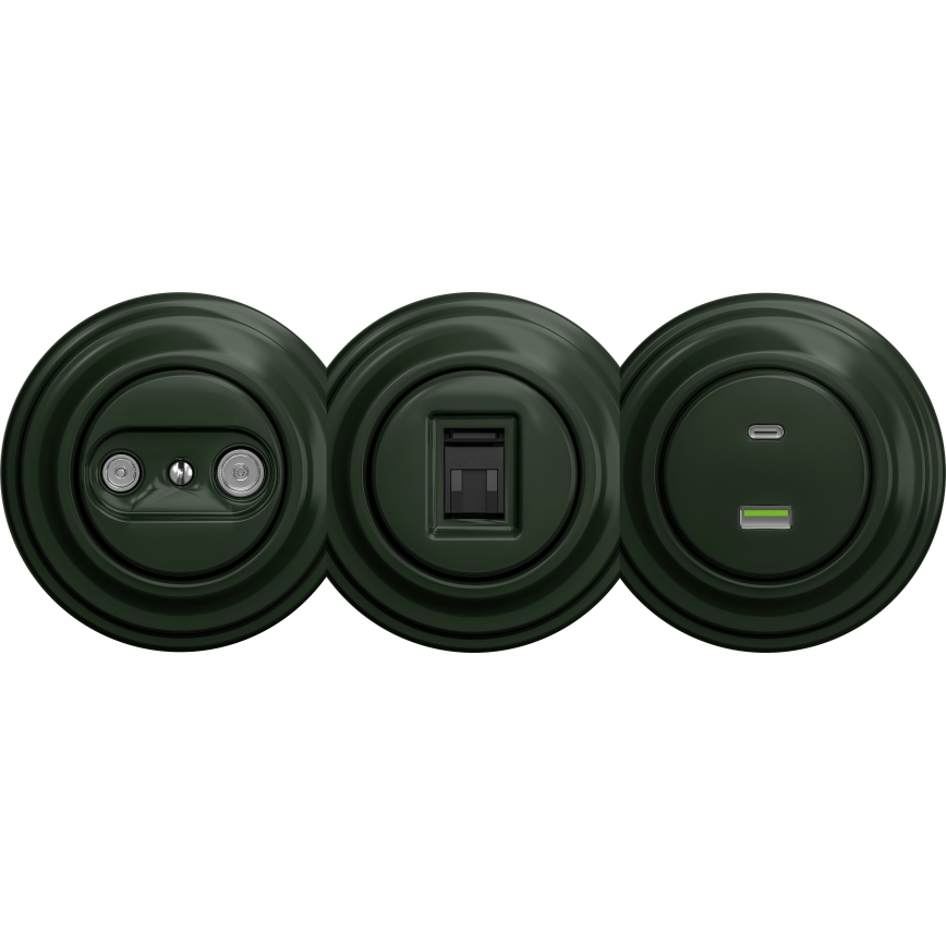 Kliklap - Vintage USB-uttag A+C utan ram grön