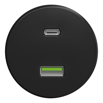 Kliklap - Vintage USB-uttag A+C utan ram svart