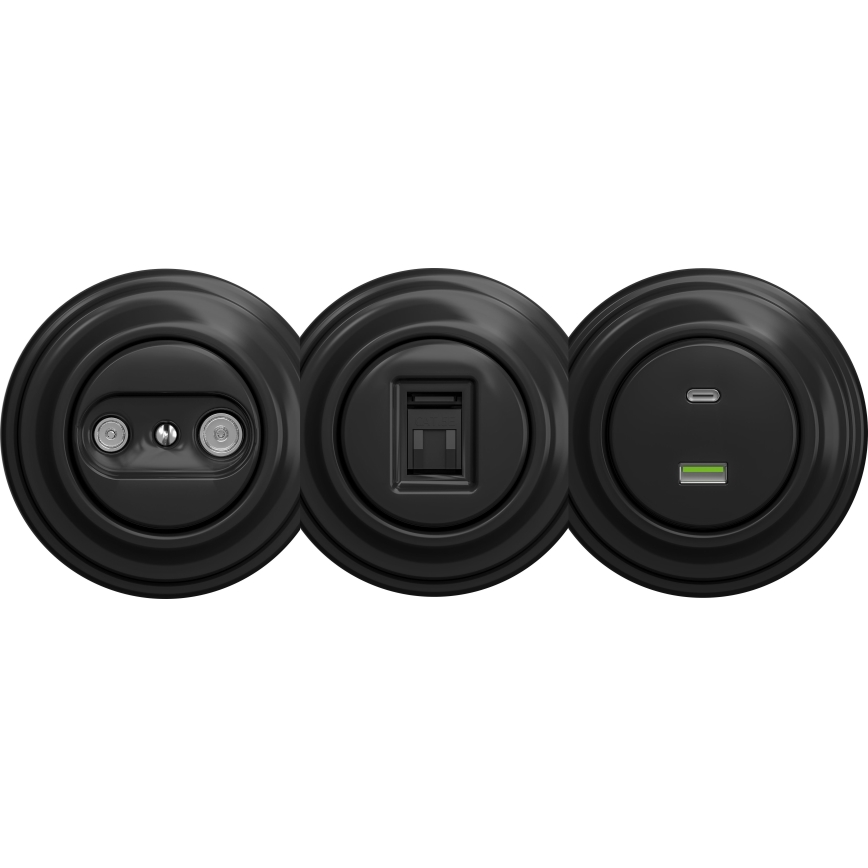 Kliklap - Vintage USB-uttag A+C utan ram svart