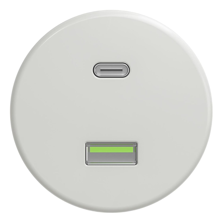 Kliklap - Vintage USB-uttag A+C vit