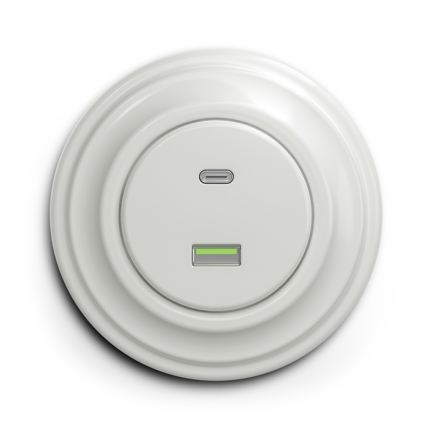 Kliklap - Vintage USB-uttag A+C vit