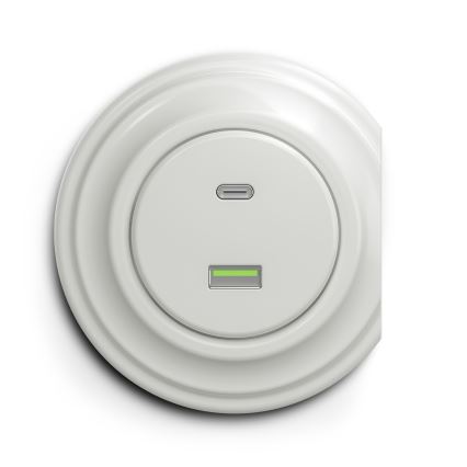 Kliklap - Vintage USB-uttag A+C vit