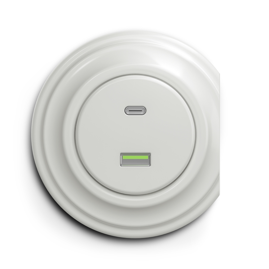 Kliklap - Vintage USB-uttag A+C vit