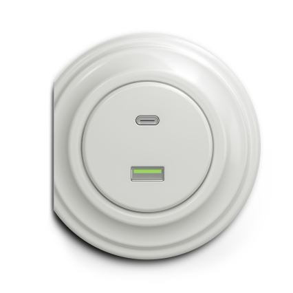 Kliklap - Vintage USB-uttag A+C vit
