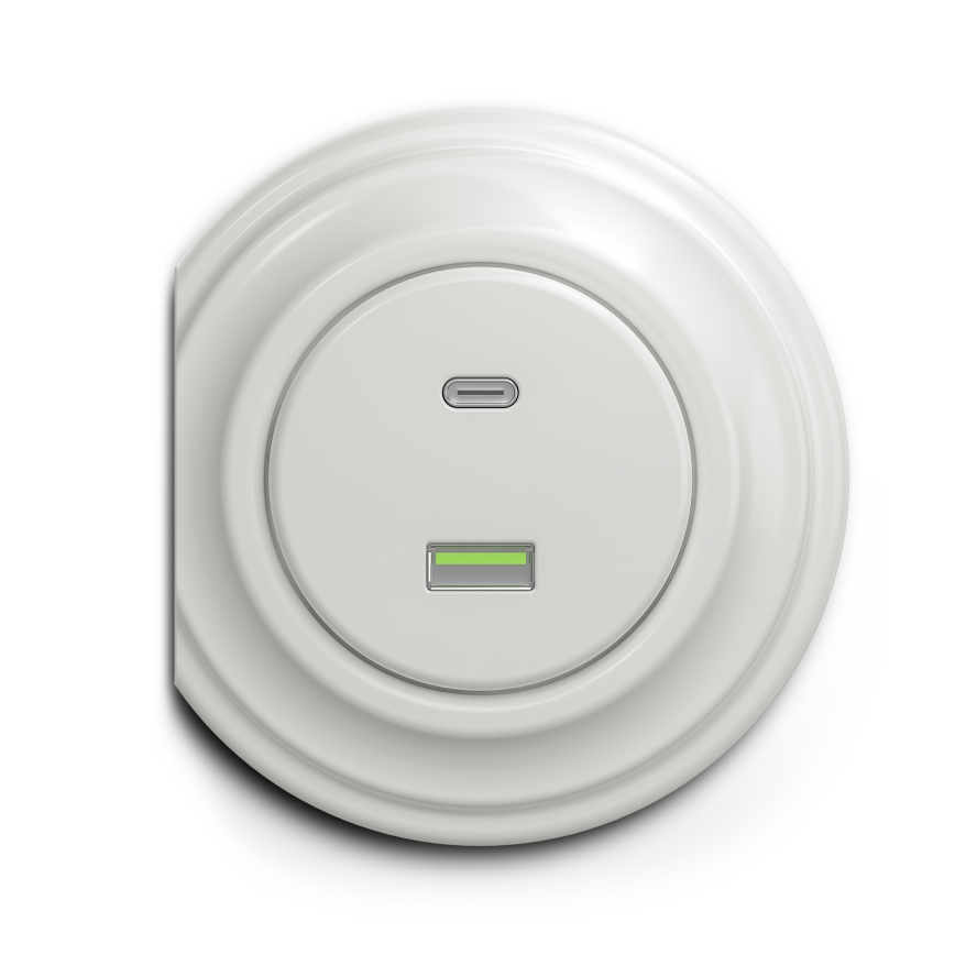 Kliklap - Vintage USB-uttag A+C vit