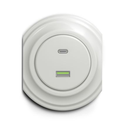 Kliklap - Vintage USB-uttag A+C vit