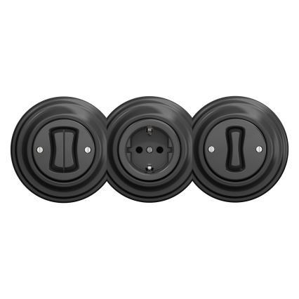 Kliklap - Vintage-vägguttag utan ram SCHUKO 230V/16A antracit