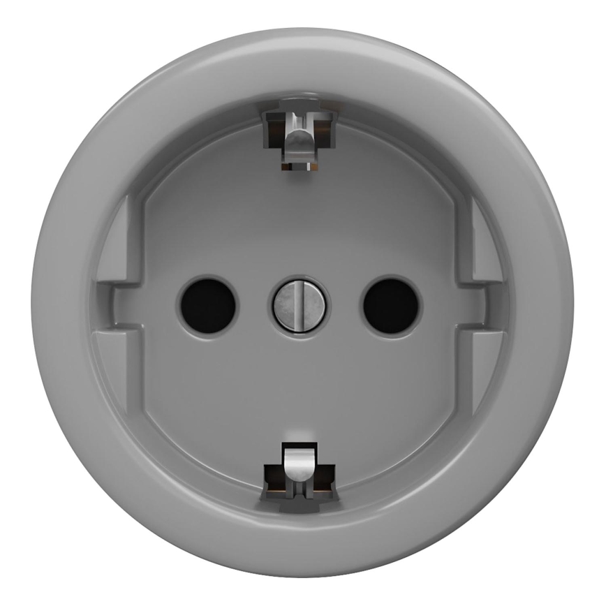 Kliklap - Vintage-vägguttag utan ram SCHUKO 230V/16A grå