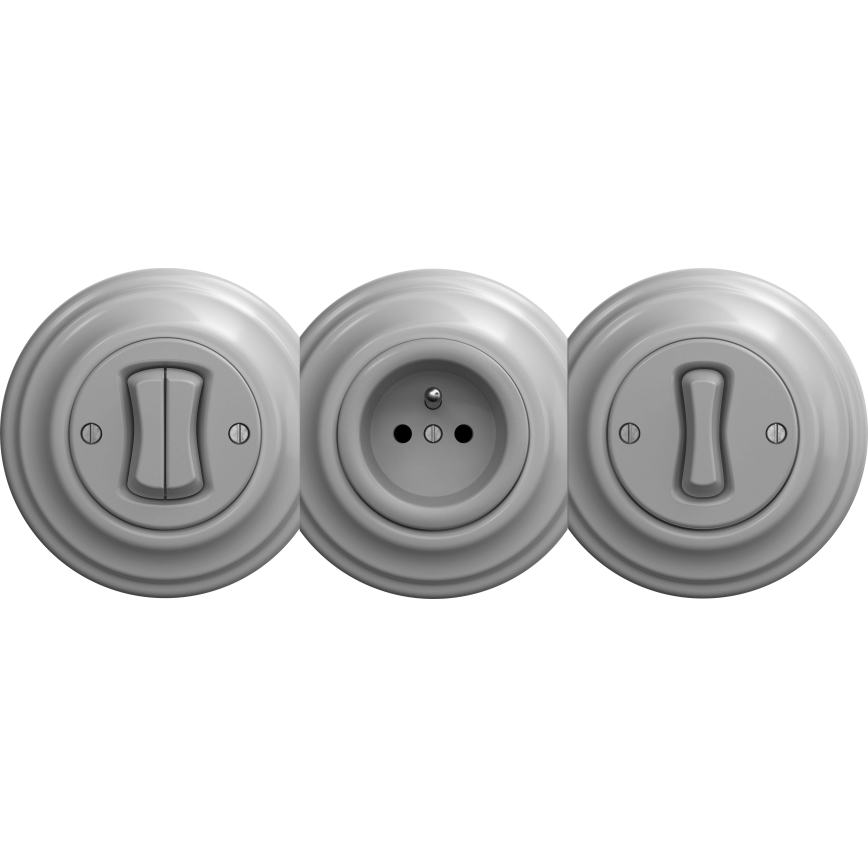 Kliklap - Vintage-vägguttag utan ram SCHUKO 230V/16A grå