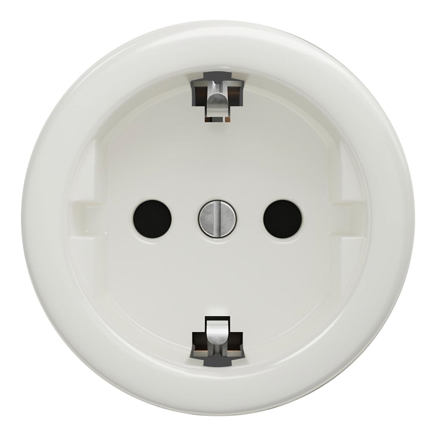 Kliklap - Vintage-vägguttag utan ram SCHUKO 230V/16A vit