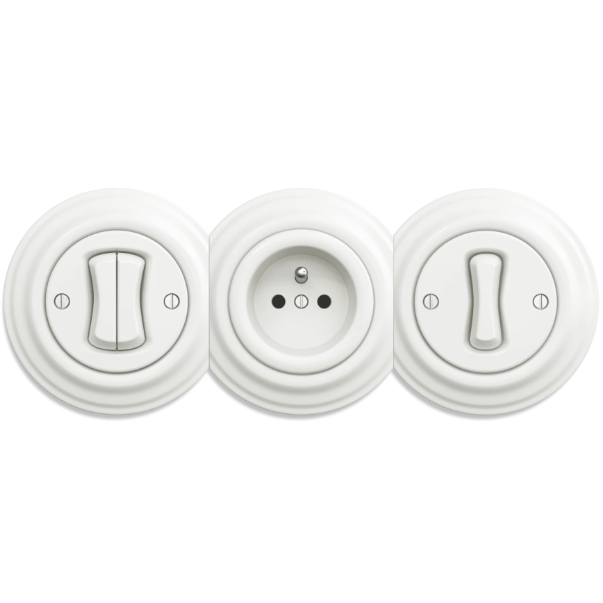 Kliklap - Vintage-vägguttag utan ram SCHUKO 230V/16A vit