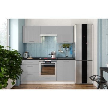 Köksenhet CELESTE 180 cm, högblank grå