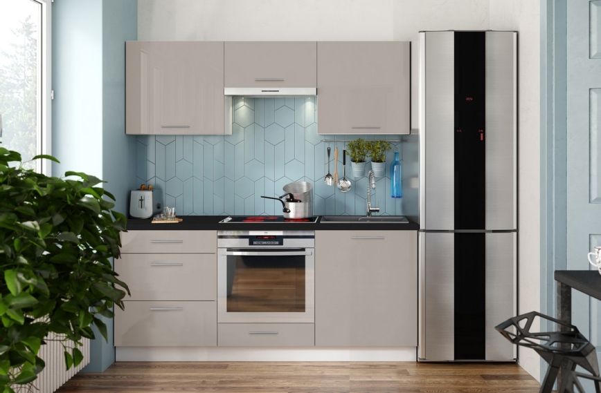 Köksinredning CELESTE 180 cm högblank taupe