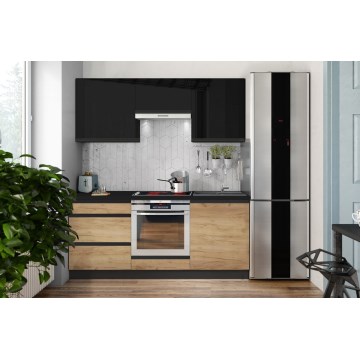 Köksinredning MARINA 180 cm ek craft/blank svart
