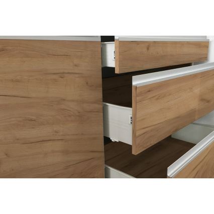 Köksinredning MARINA 240 cm ek craft/högblank vit