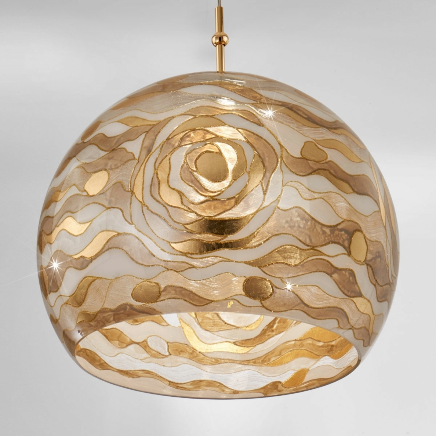 Kolarz 0392.31L.3.Aq.Ch - Ljuskrona med textilsladd LUNA 1xE27/60W/230V 24K guld