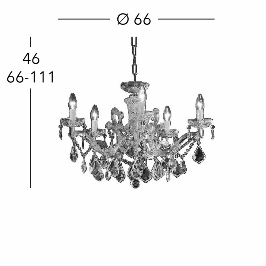Kolarz 3149.85.3.KoT - Ljuskrona i kristal med kedja MARIA LOUISE 5xE14/40W/230V 24K guld