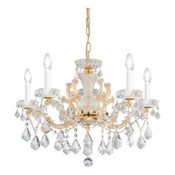 Kolarz 3149.85.3.KoT - Ljuskrona i kristal med kedja MARIA LOUISE 5xE14/40W/230V 24K guld