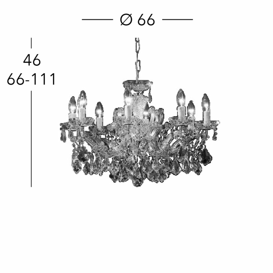 Kolarz 3149.88.3.KoT - Ljuskrona i kristal med kedja MARIA LOUISE 8xE14/40W/230V 24K guld