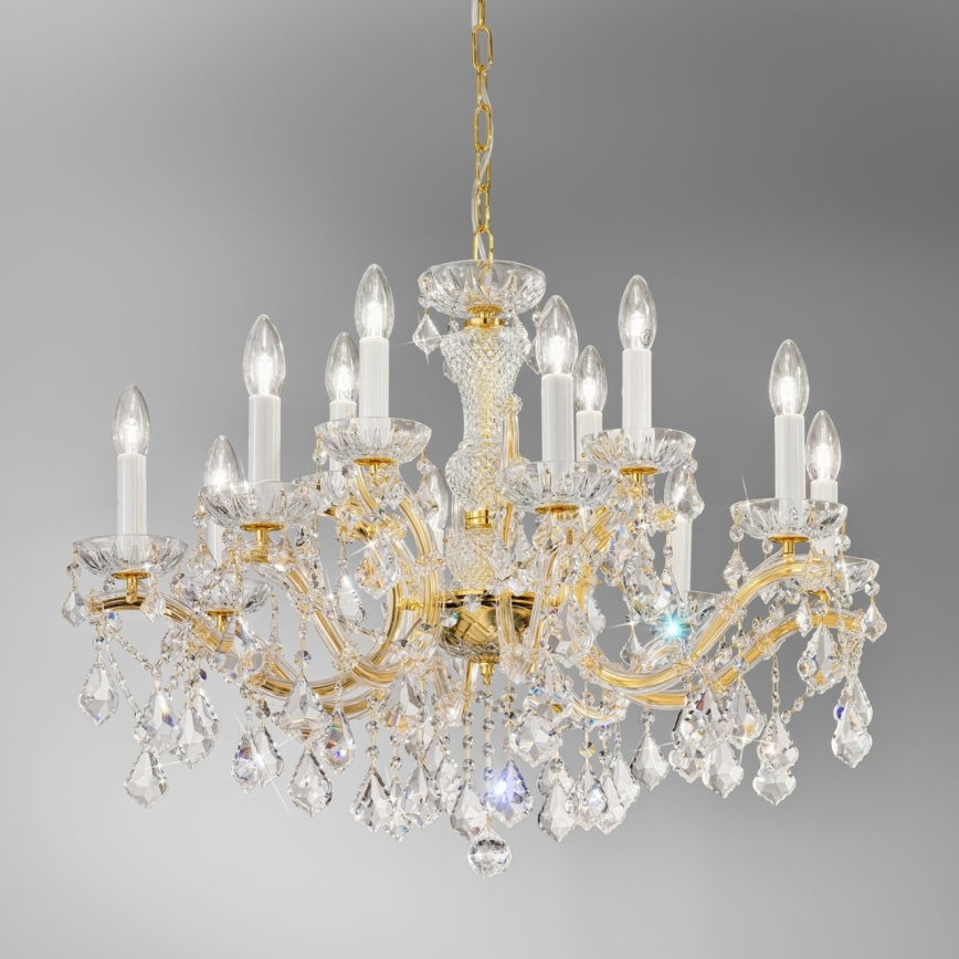 Kolarz 3149.88+4.3.KoT - Kristallkrona på kedja MARIA LOUISE 12xE14/40W/230V 24K guld