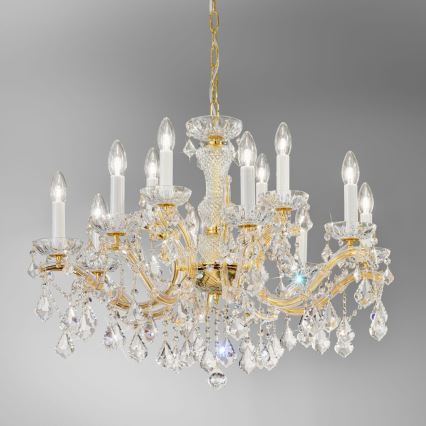 Kolarz 3149.88+4.3.KoT - Ljuskrona i kristal med kedja MARIA LOUISE 12xE14/40W/230V 24K guld