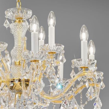 Kolarz 3149.88+4.3.KoT - Ljuskrona i kristal med kedja MARIA LOUISE 12xE14/40W/230V 24K guld