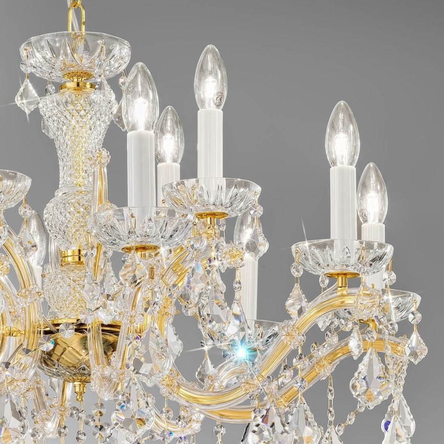 Kolarz 3149.88+4.3.KoT - Ljuskrona i kristal med kedja MARIA LOUISE 12xE14/40W/230V 24K guld